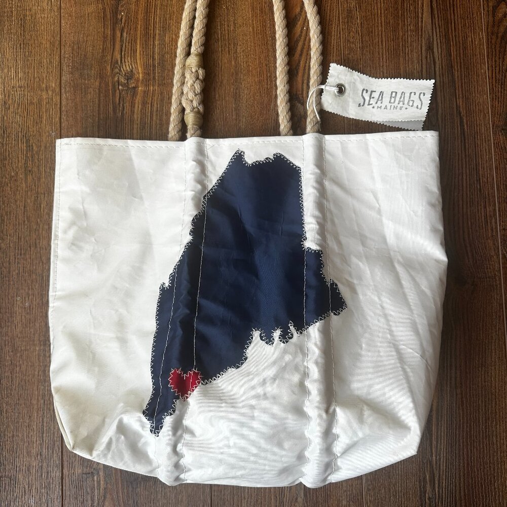 NWT Sea Bags Medium Tote  14x14 - State of Maine w. Heart